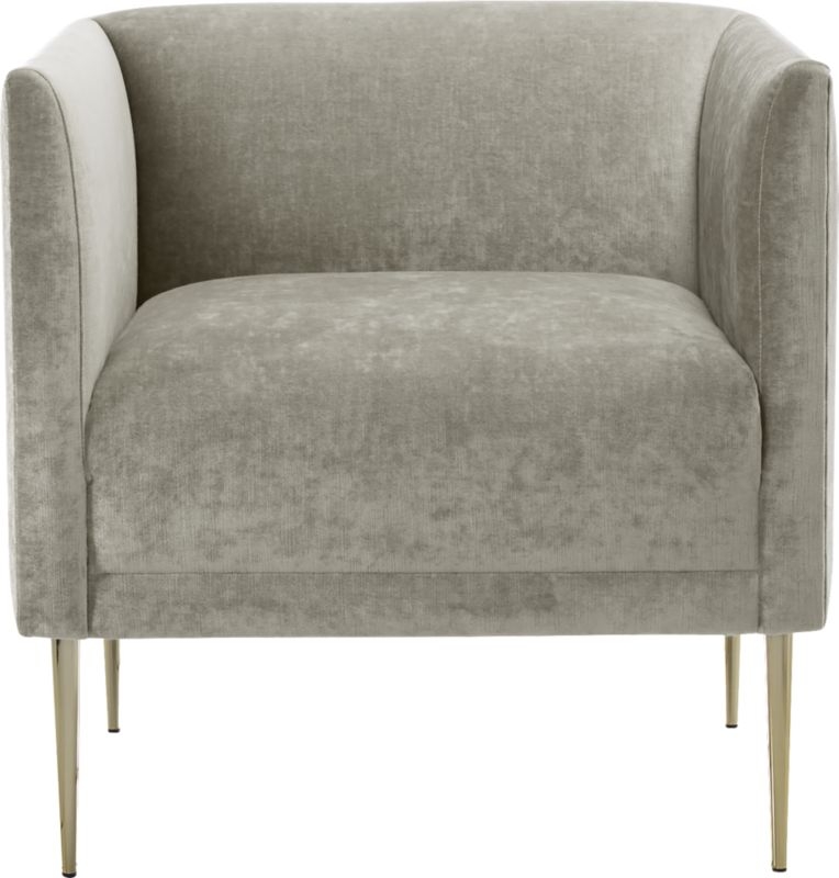 Marais Shadow Grey Velvet Armchair with Brass Legs - Image 2