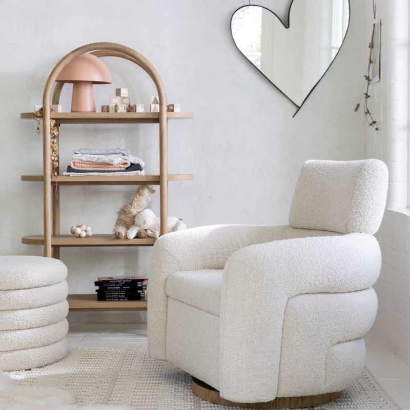 Snoozer Cream Boucle Nursery Swivel Glider Chair by Leanne Ford - Image 1