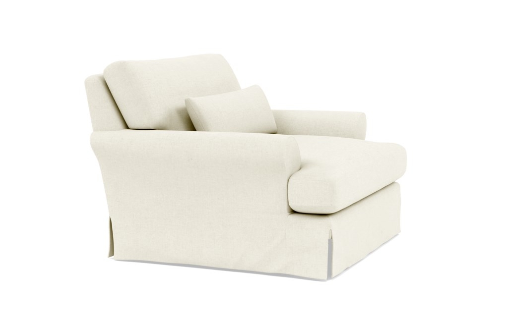 Maxwell Slipcovered Accent Chair with White Ivory Fabric and Oiled Walnut with Brass Cap legs - Image 1