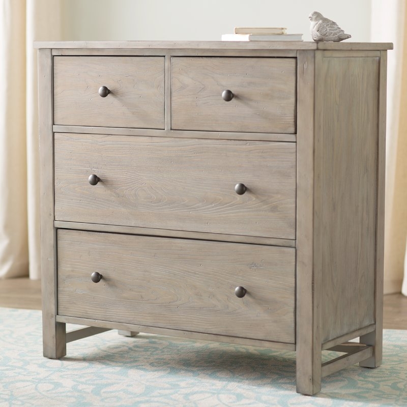 Burgundy Small 4 Drawer Accent Chest, Natural Gray - Image 5