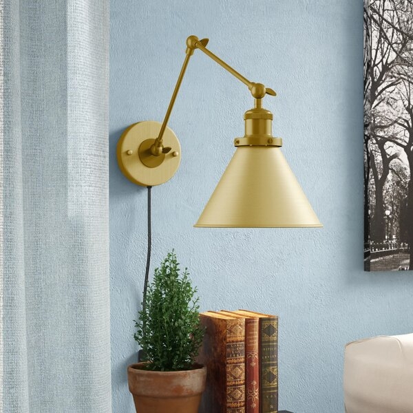 Osias 1-Light Plug-in Armed Sconce - Image 0