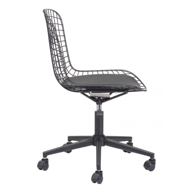 Wire Office Chair Black w/ Black Cushion - Image 1