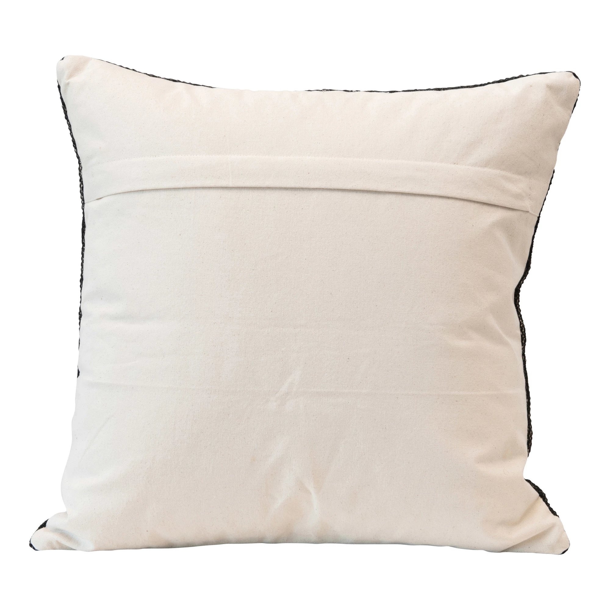 20" x 20" Boho Stripe Woven Cotton Pillow, White & Black, - Image 4
