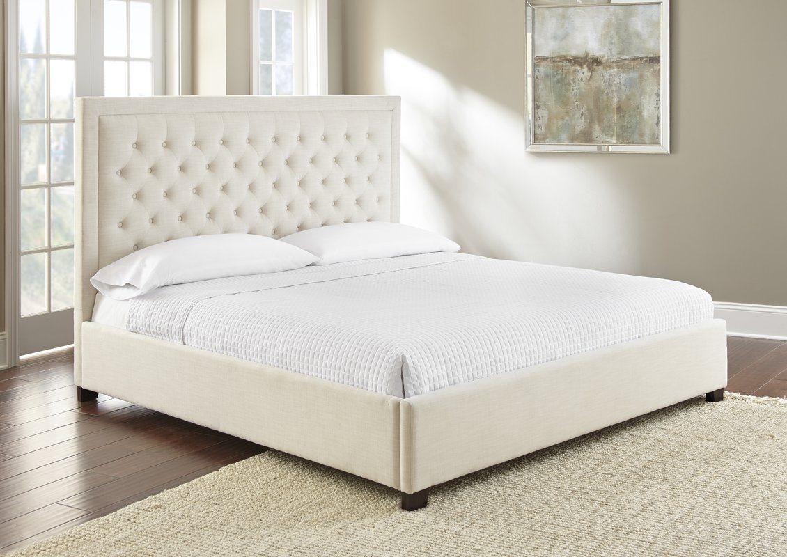 Hanlin Upholstered Platform Bed -Cream - Image 1