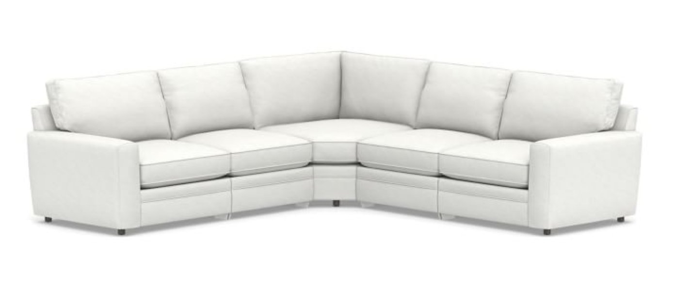 Pearce Square Arm Upholstered 5-Piece Reclining L-Shaped Sectional, Down Blend Wrapped Cushions, Performance Slub Cotton White - Image 0
