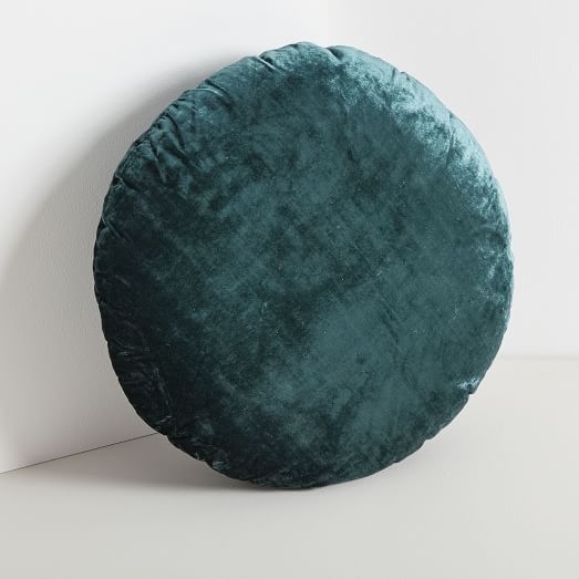 Round Lush Velvet Pillows, Astor Blue - Image 0