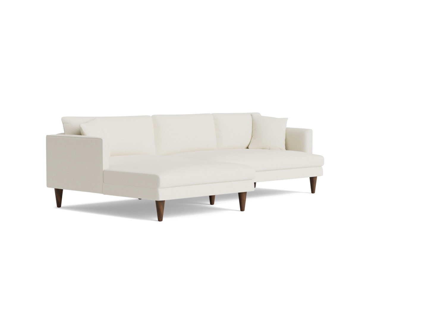 White Lewis Mid Century Modern Sectional - Tussah Snow - Mocha - Left - Cone - Image 1