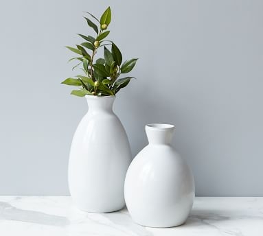 Artisanal Ceramic Vase, Medium - Light Gray - Image 1