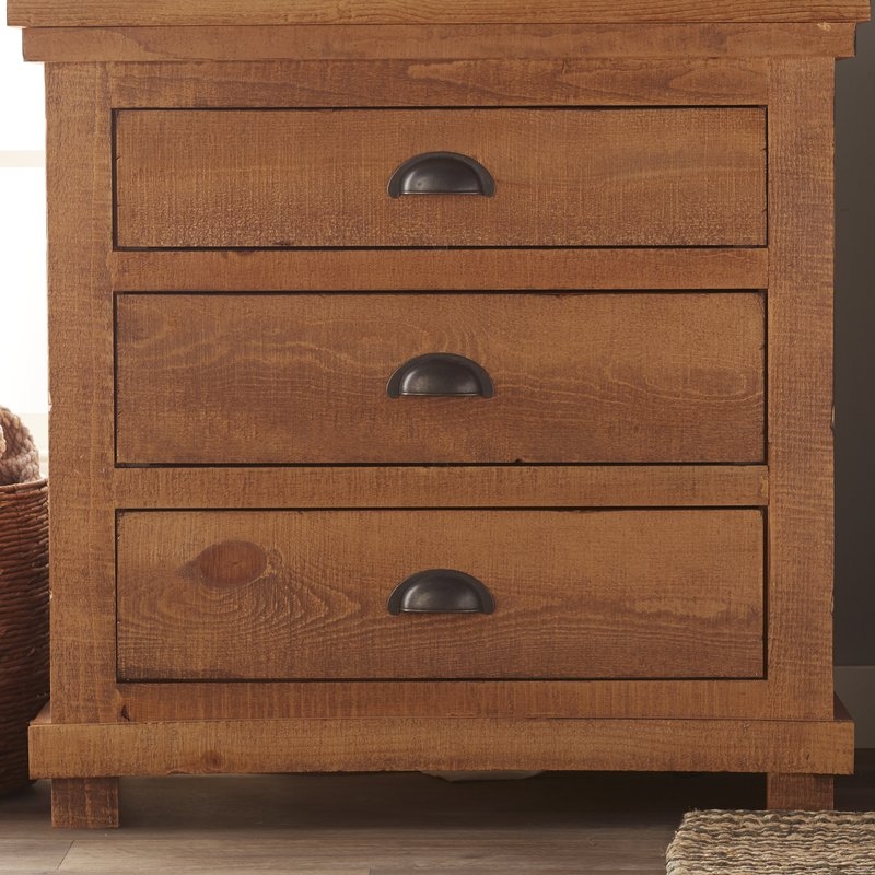 Castagnier 3 Drawer Bachelor's Chest, Distressed Pine - Image 0