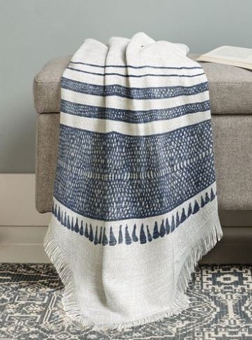 French Linen Chambray Tassel Throw Blanket - Image 1