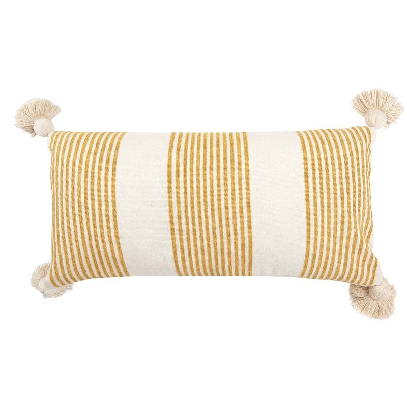 Turin Rectangular Cotton Pillow Cover and Insert-Mustard - Image 0
