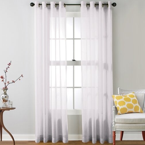 Highlawn Solid Sheer Grommet Set of 2 Curtain Panels 120" - White - Image 0