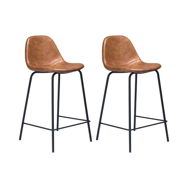 Connor Bar & Counter Stool in Faux Leather (Set of 2) - Image 0