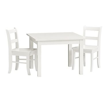 Table and Set of 2 Chairs, Simply White - Image 0