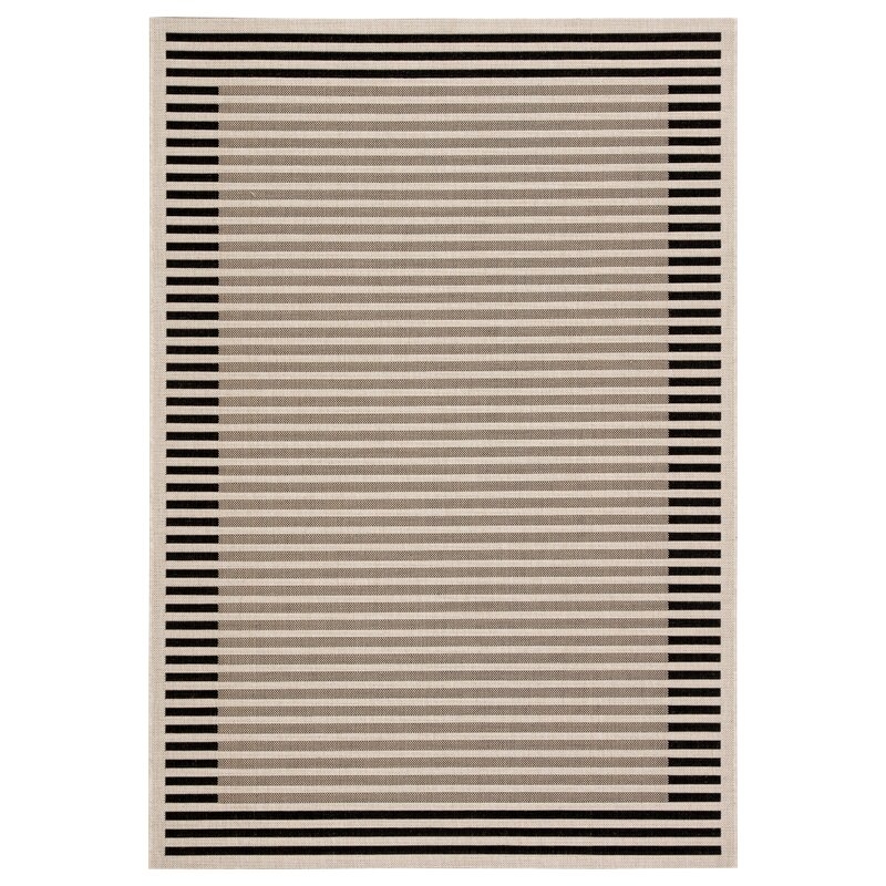 Loganton Striped Black/Beige Indoor / Outdoor Area Rug - Image 1