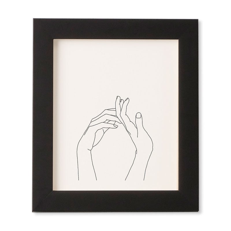 Framed Wall Art Black Frame, Hands Line Drawing Abi, 8" x 9.5" - Image 1