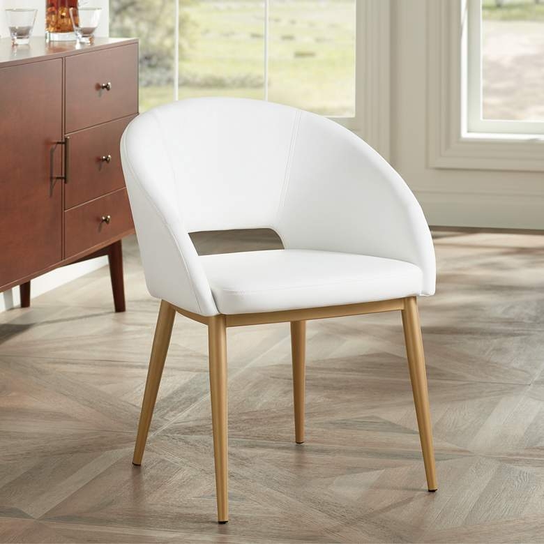 Thatcher Black Faux Leather and Antique Brass Dining Chair - Style # 58A22 - Image 0