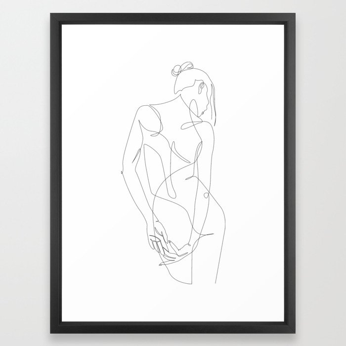 ligature - one line art Framed Art Print - Black Vector Frame - Image 0