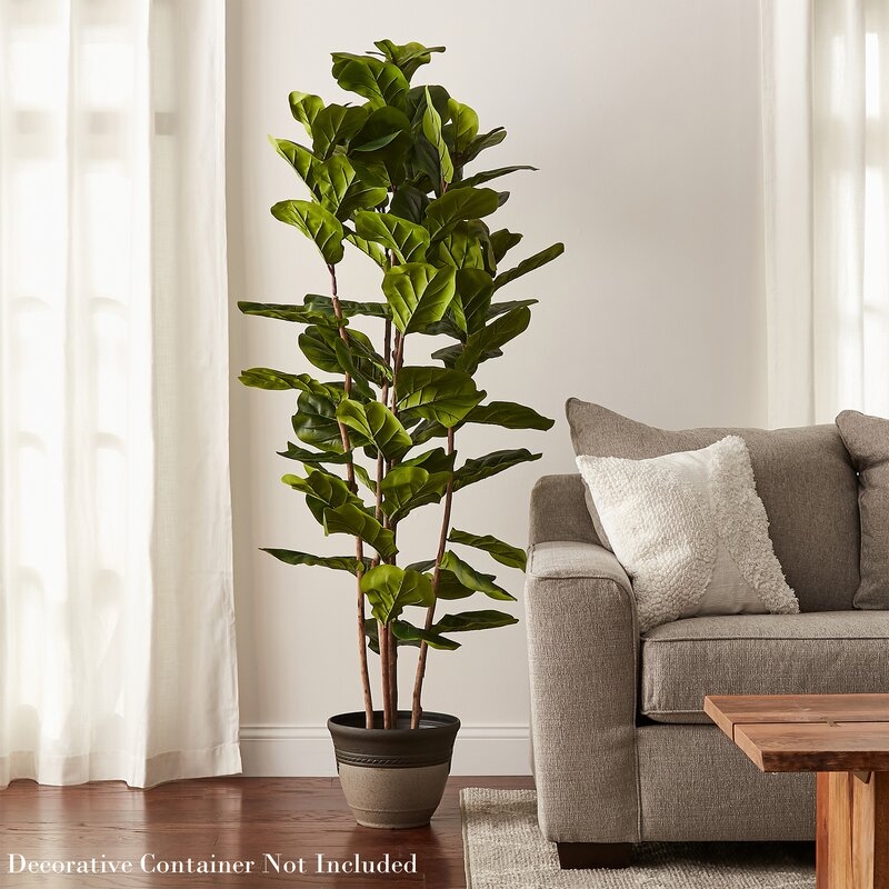 Ficus Life 72'' Faux Fiddle Leaf Fig Tree in Pot - Image 1