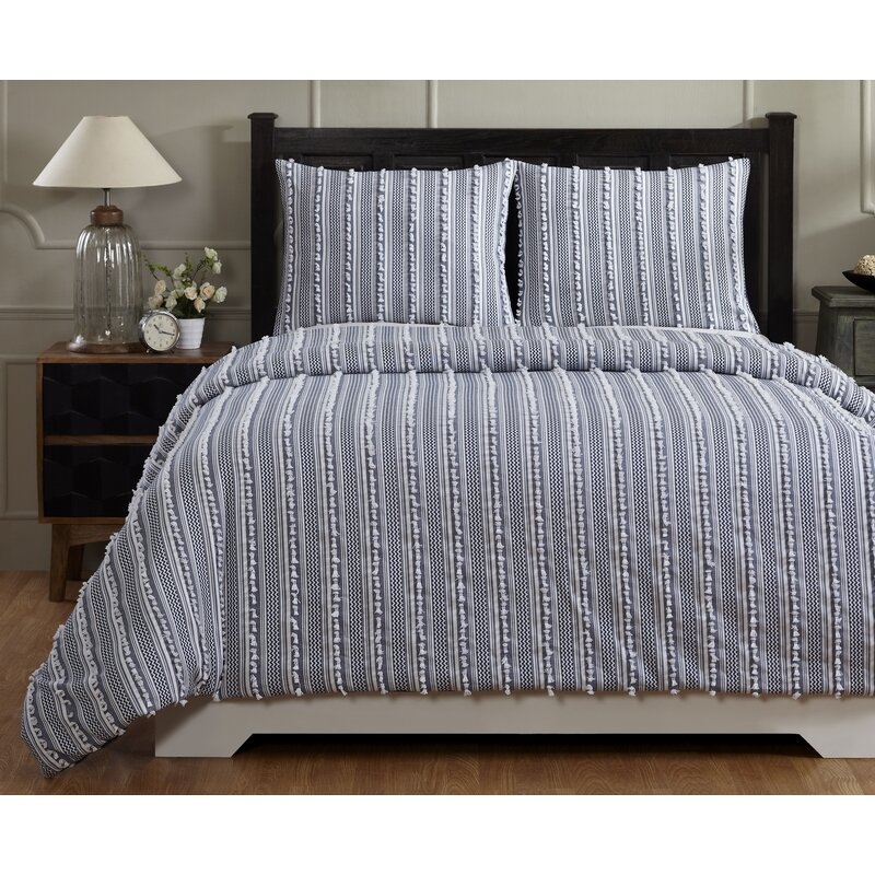 Janiya Standard Cotton Comforter Set - Navy - Image 0