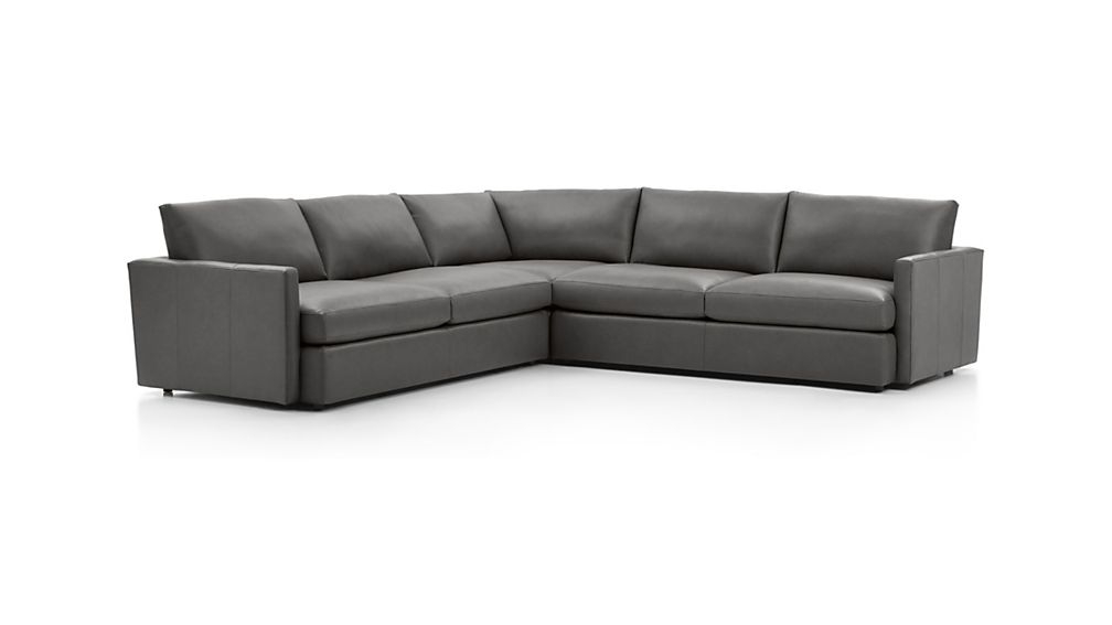 Lounge II Leather 3-Piece Sectional Sofa-Leather: Lavista, Slate - Image 1