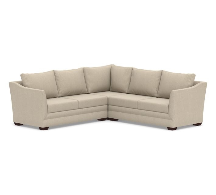 Celeste Upholstered 3-Piece L-Shaped Corner Sectional, Polyester Wrapped Cushions, Sunbrella(R) Performance Chenille Cloud - Image 0