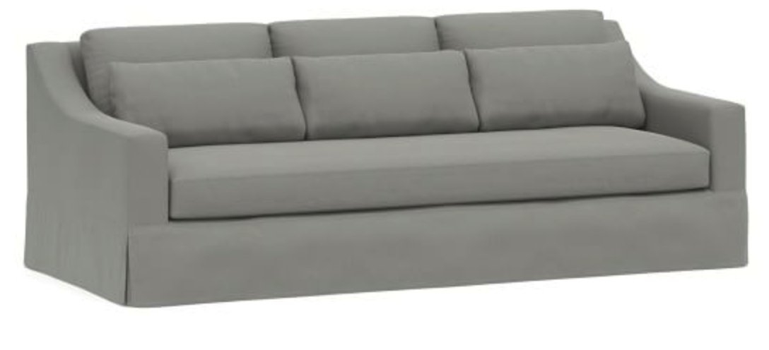 York Slope Arm Slipcovered Deep Seat Grand Sofa 95" with Bench Cushion, Down Blend Wrapped Cushions, Performance Everydaysuede™ , Metal Gray - Image 0