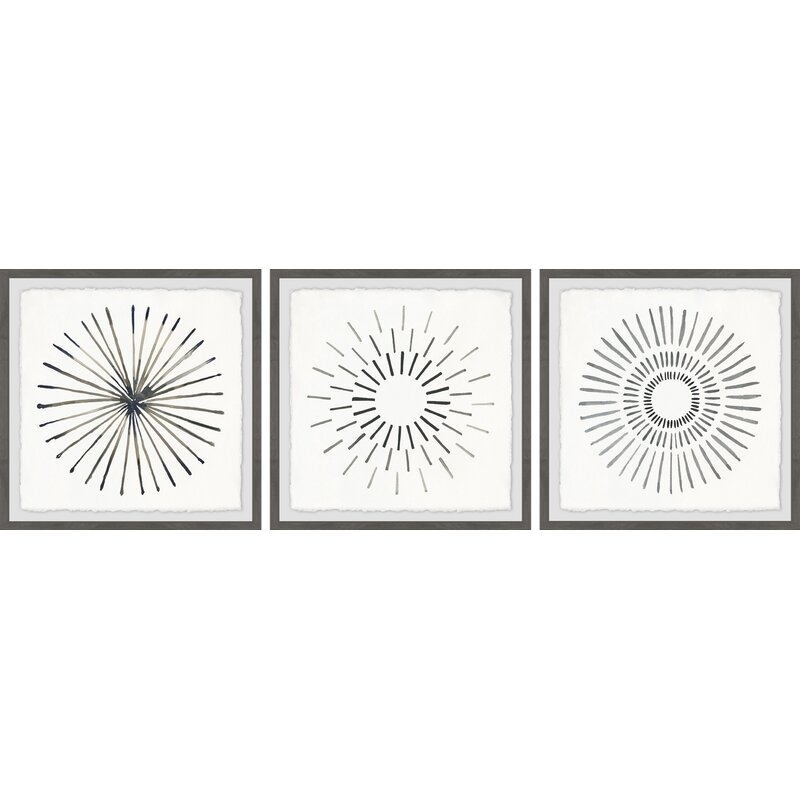 Circle Lines II Triptych - 3 Piece Picture Frame Print Set on Paper - Image 0