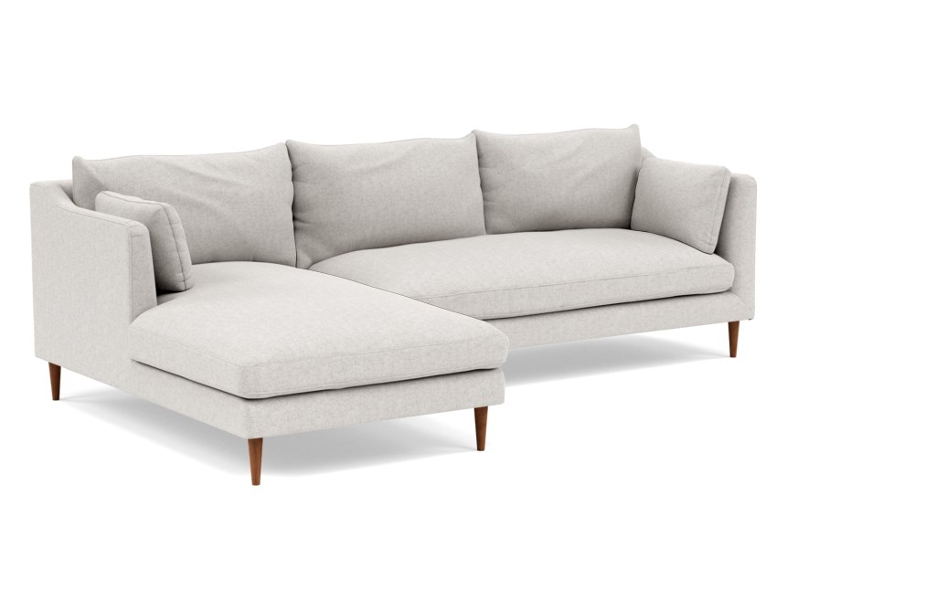 CAITLIN BY THE EVERYGIRL Sectional Sofa with Left Chaise,Oiled Walnut Tapered Round Wood - Image 1