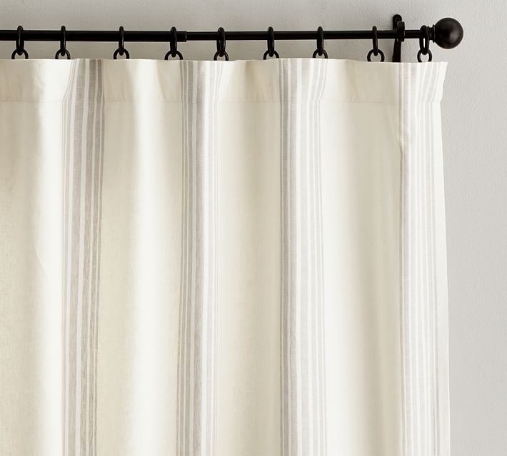 Riviera Striped Linen/Cotton Curtain, 50 x 96", Sandalwood - Image 0