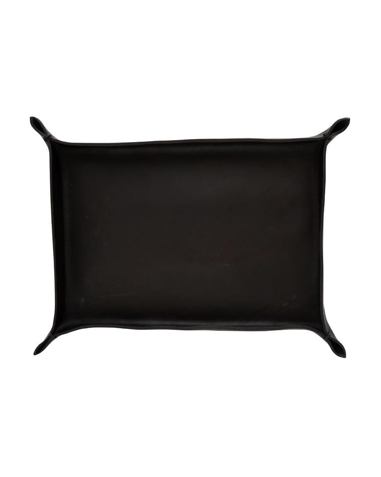 LEATHER CRAFTED TRAY - black, small - Image 1