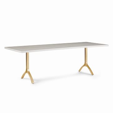 Avery 94" Wishbone Dining Table, Winter Wood, Antique Brass - Image 0
