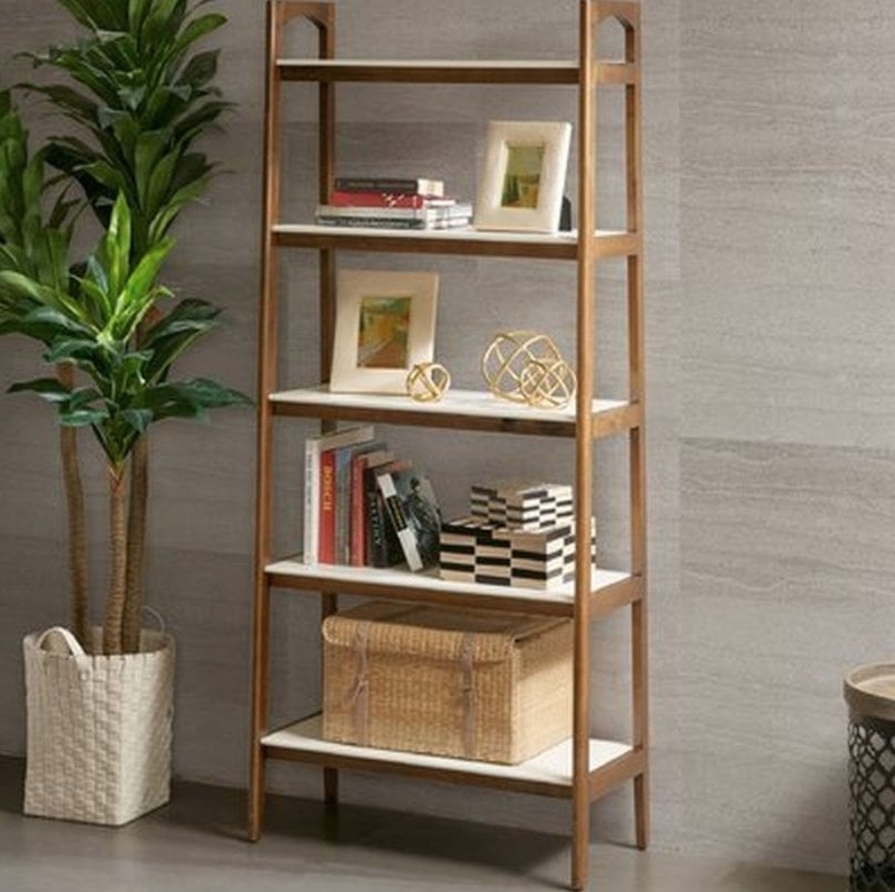 Erin Ladder  Bookcase -Off-White/Pecan - Image 0