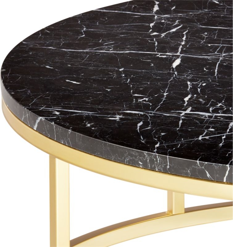 Smart Brass Coffee Table with Black Marble Top - Image 3