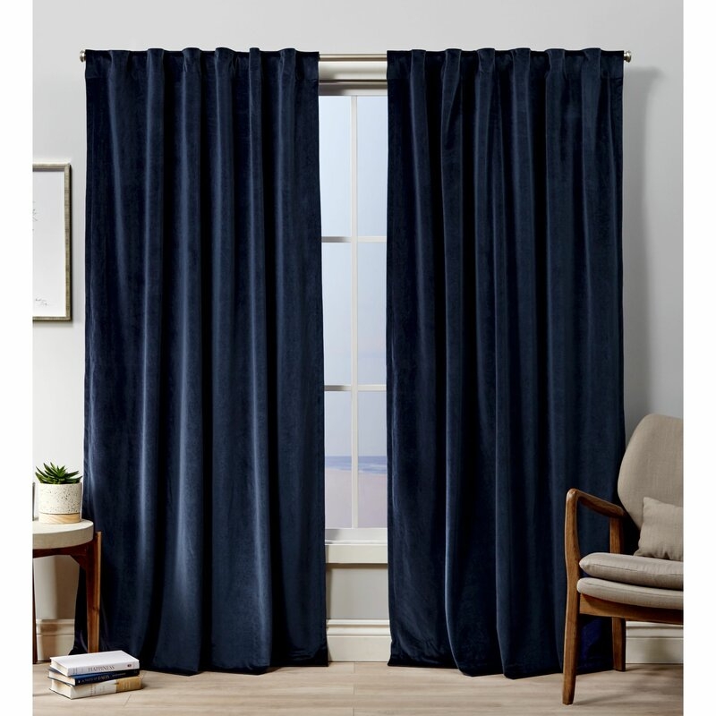 52" x 108" Tremblay Velvet Heavyweight Hidden Solid Room Darkening Tab Top Curtain Panels (Set of 2) - Image 0