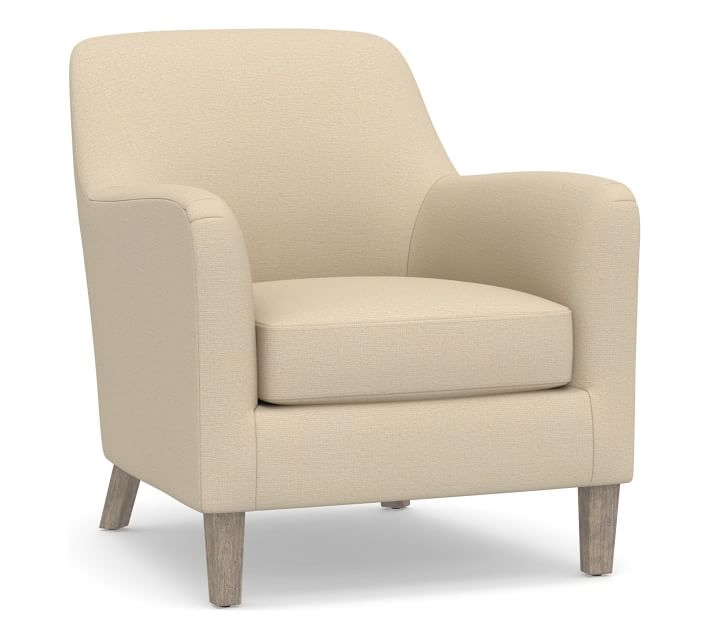 SoMa Burton Upholstered Armchair, Polyester Wrapped Cushions, Park Weave Oatmeal - Image 0