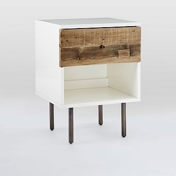 Reclaimed Wood + Lacquer Storage Nightstand, Reclaimed Pine, Gray Wash - Image 0