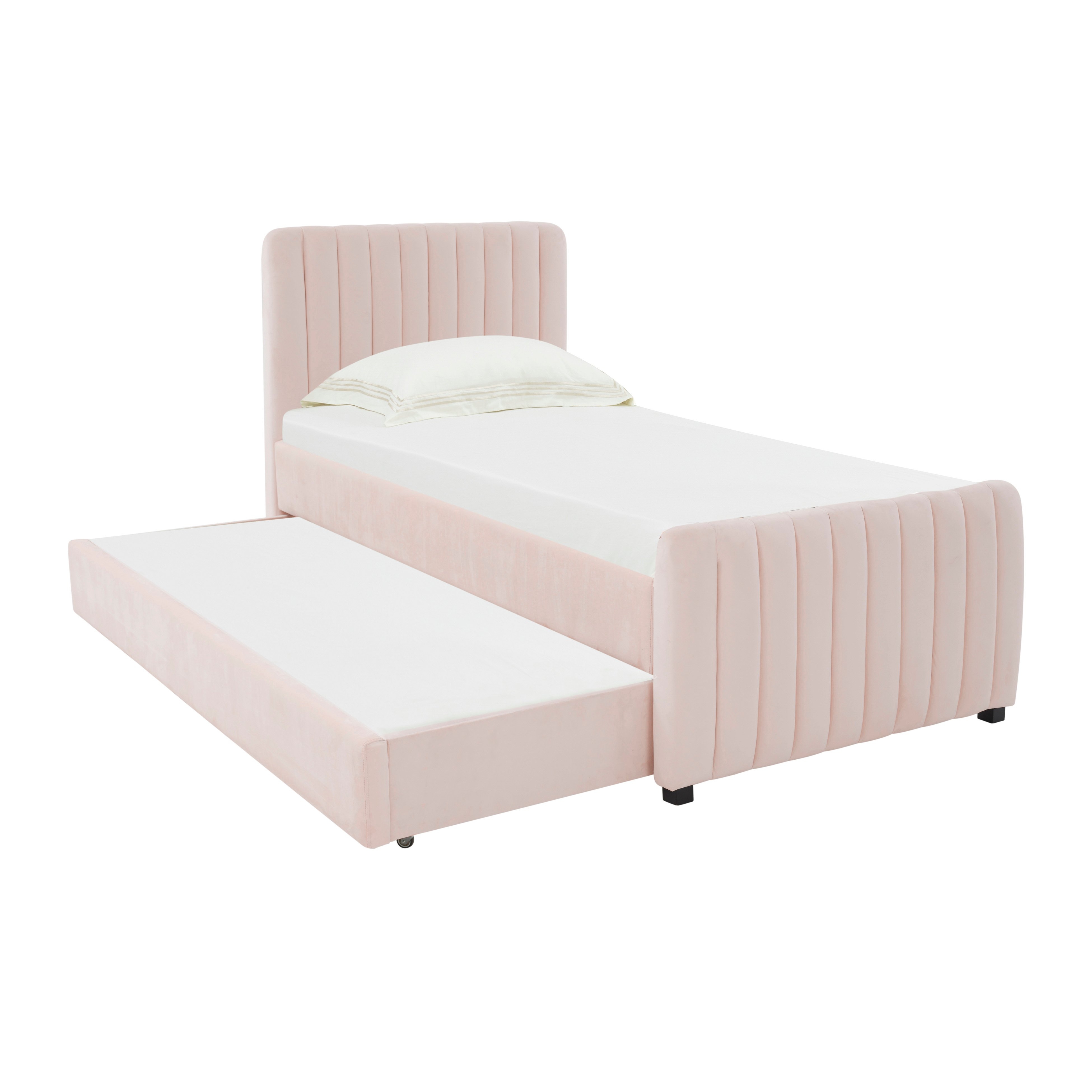 Angela Blush Velvet Trundle Bed in Twin - Image 2