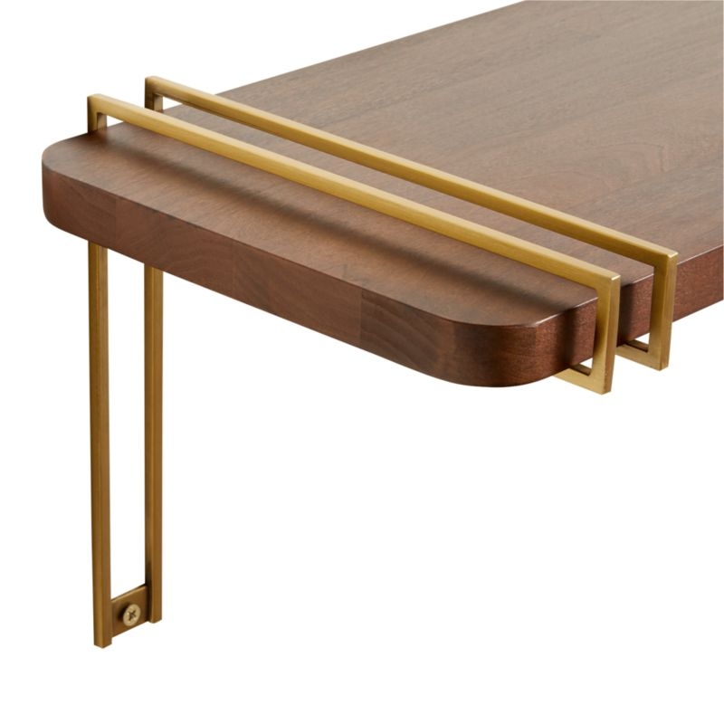Riggs 36" Walnut Shelf with Brass Duo Band Brackets - Image 2