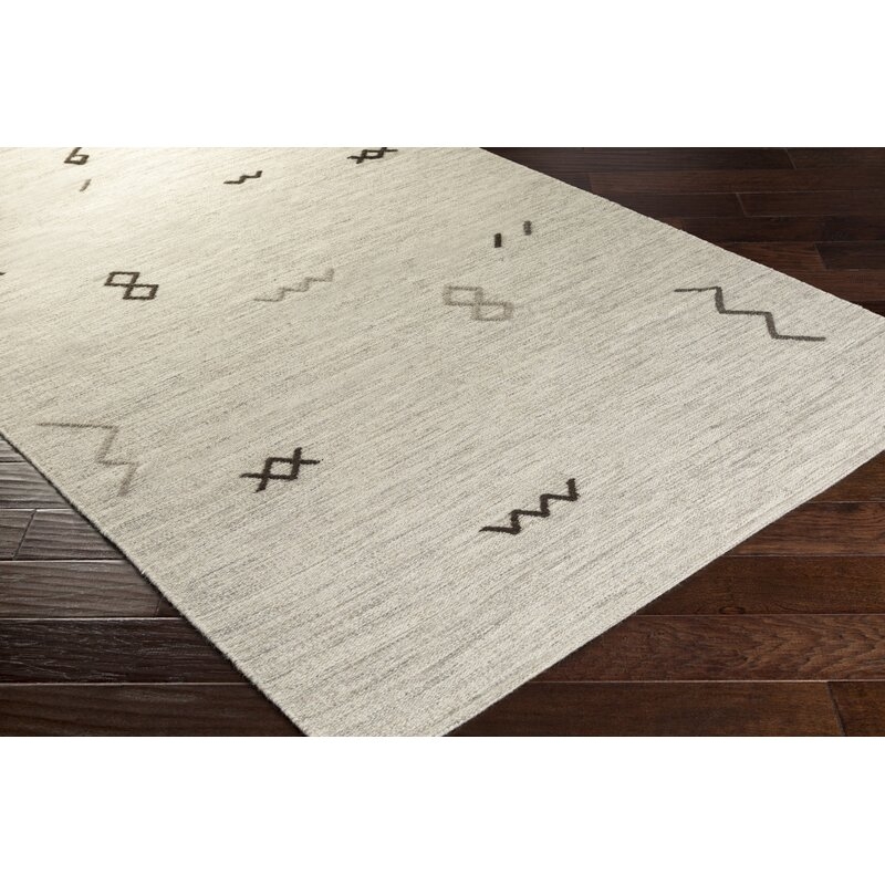 Lavenia Handwoven Flatweave Wool Light Gray/Dark Brown/Beige Area Rug, 6x9 - Image 1