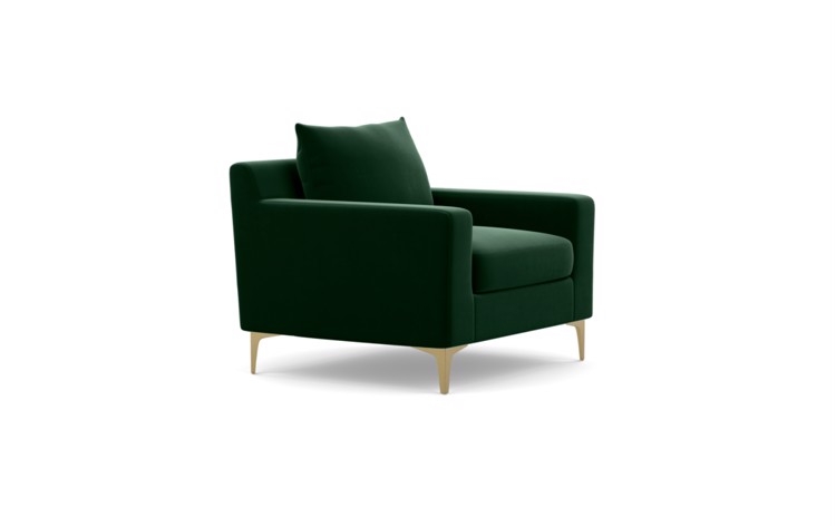 Sloan Chairs in Emerald Fabric withBrass Plated Sloan L Leg - Image 1