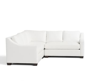 York Slope Arm Upholstered 3-Piece L-Shaped Corner Sectional, Down Blend Wrapped Cushions, Twill Cream - Image 4