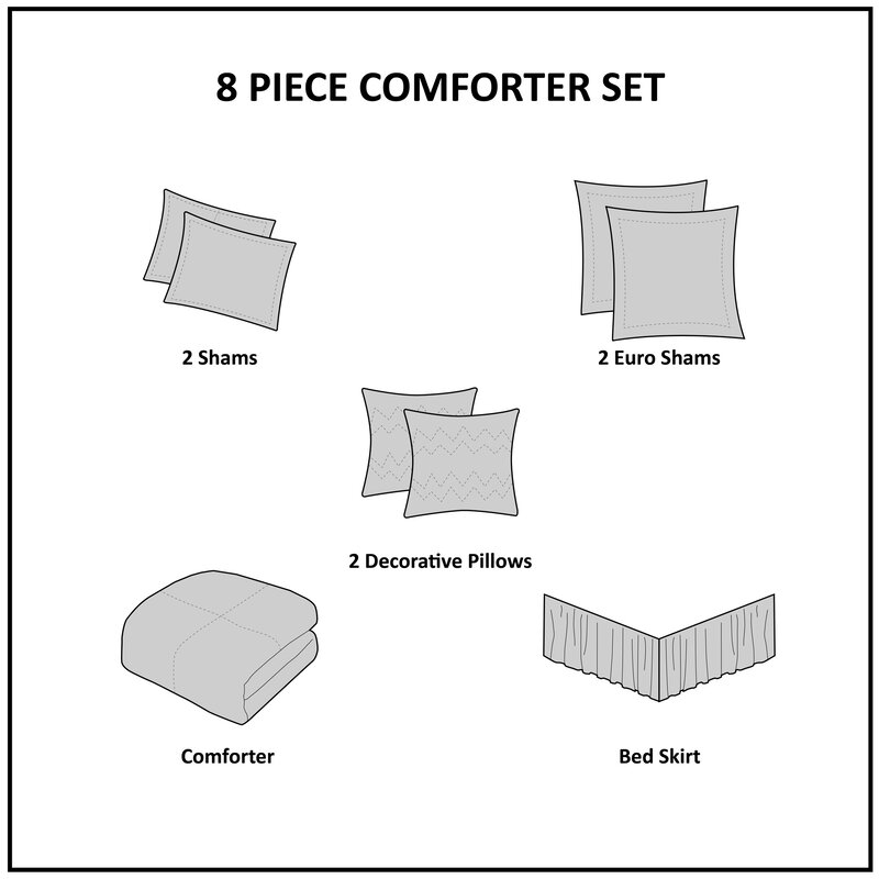 Tess Microfiber Reversible Modern & Contemporary 8 Piece Comforter Set - Image 8
