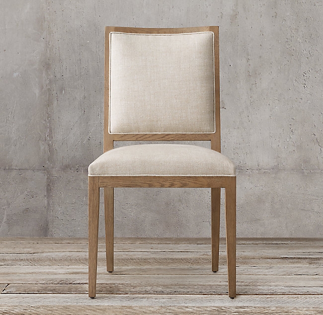 FRENCH CONTEMPORARY SQUARE FABRIC SIDE CHAIR - Image 0