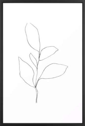 Five Leaf Plant Minimalist Line Drawing Framed Art Print - Image 0