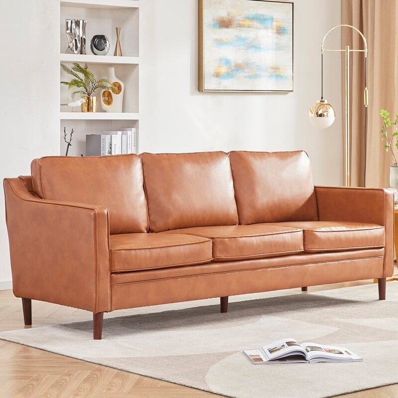 Asheville 80.5'' Vegan Leather Square Arm Sofa - Image 0