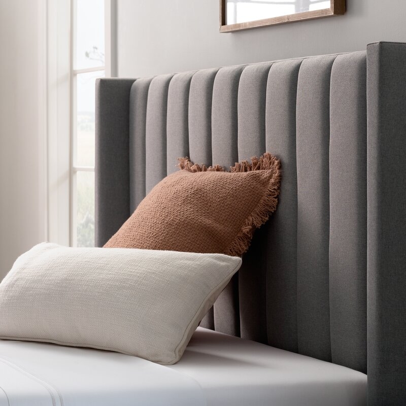 Rotz Upholstered Low Profile Platform Bed- stone, king - Image 2