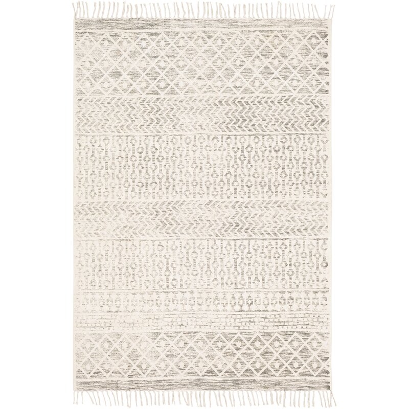 Kenya Global-Inspired Handwoven Flatweave Cotton Charcoal/Beige Area Rug, 6x9' - Image 0