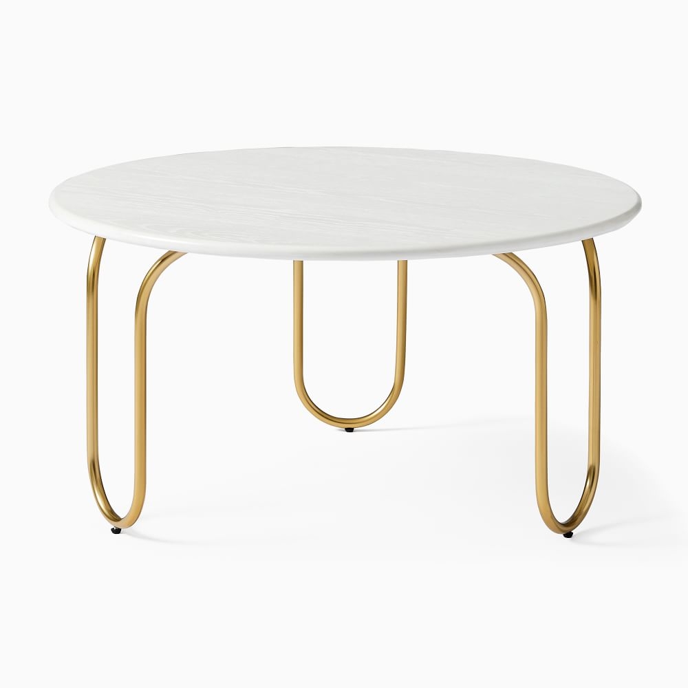 Cecile Coffee Table, Oyster, Antique Brass - Image 0