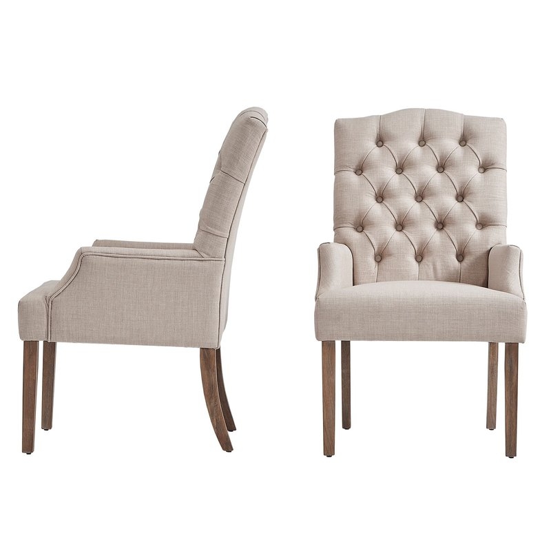 Lila Tufted Linen Upholstered Arm Chair (Each Chair) - Image 1